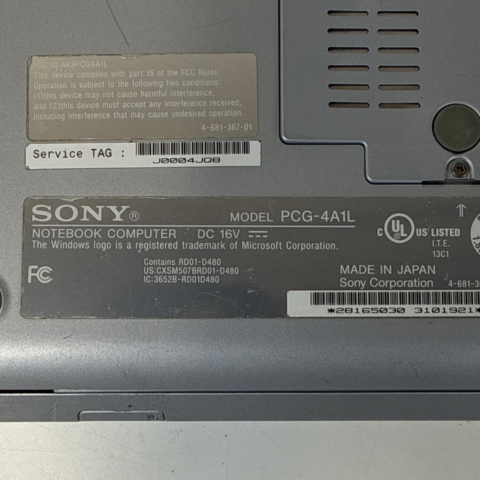 Sony VAIO PCG-TR3A 10.5″ Pentium M 1GHz 512 Ram 40GB Windows XP Rare Collector