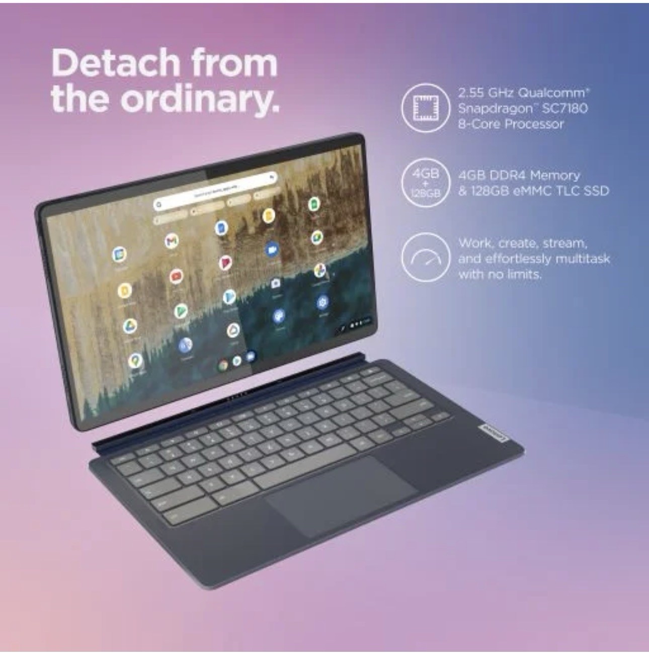 Lenovo Ideapad Duet 5 Chromebook Laptop, 13.3″ FHD OLED Touchscreen, 82QS0001US
