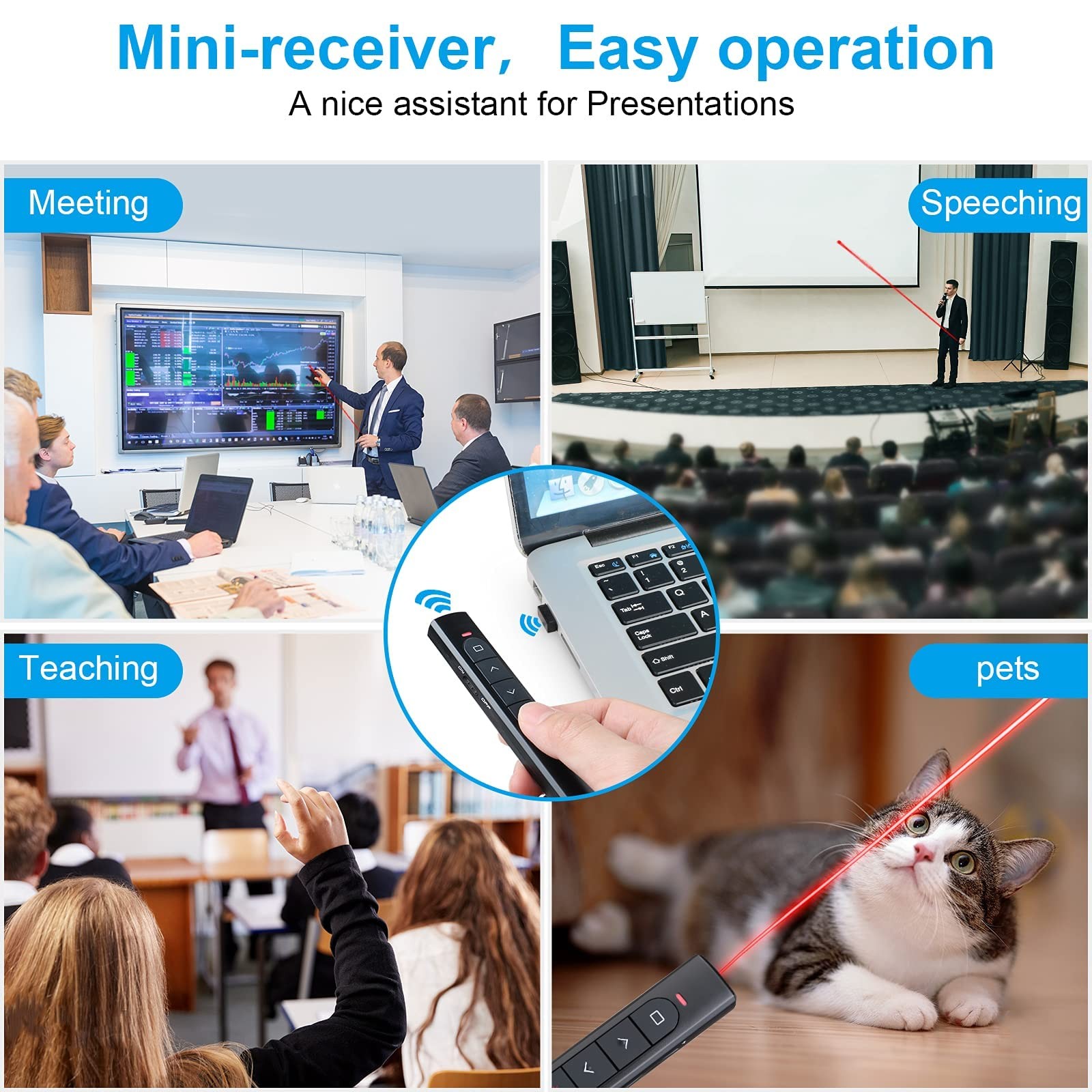 2 Wireless Presenter Remotes w/ Hyperlink & Volume Control for PowerPoint Keynot