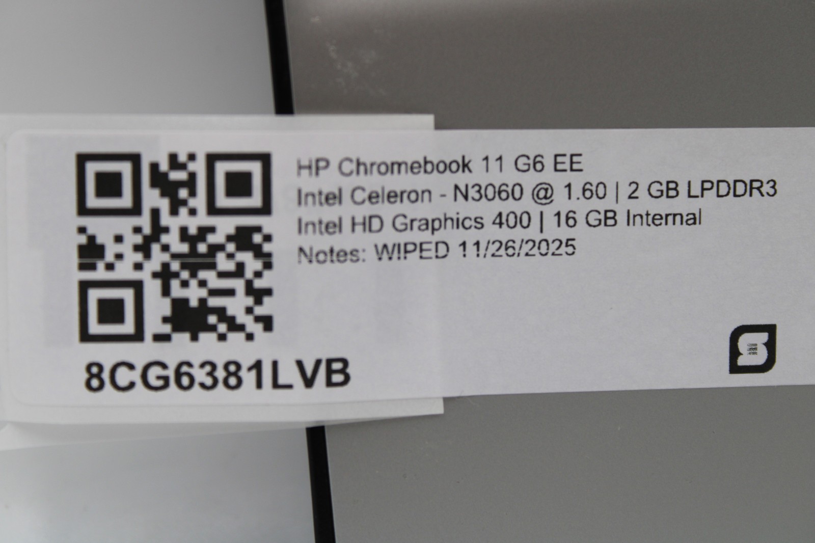 HP Chromebook 11a G8 EE Celeronn N3060 @ 1.6 GHz 2GB RAM 16GB SSD ChromeOS