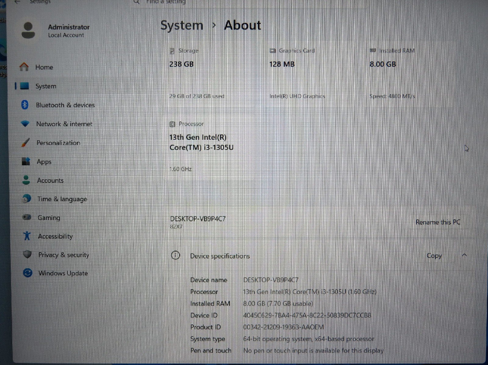 Ideapad Slim 3 15IRU8 15.6in i3-1315U 1.2GHz 8GB RAM 256GB SSD