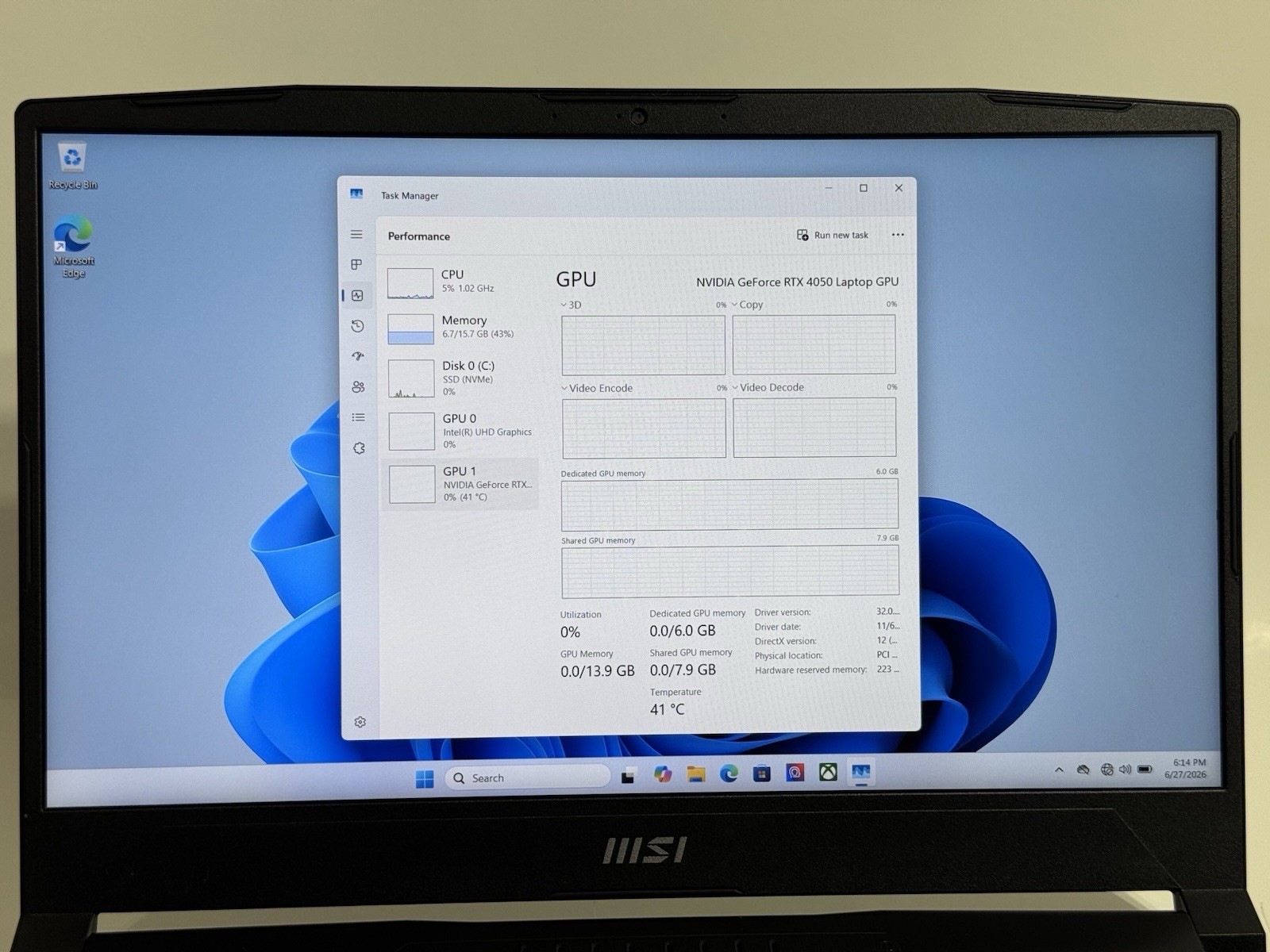 MSI Katana 15 B13VEK 15.6″ i7-13620H 2.4GHz 16GB RAM 1TB SSD GeForce RTX 4050