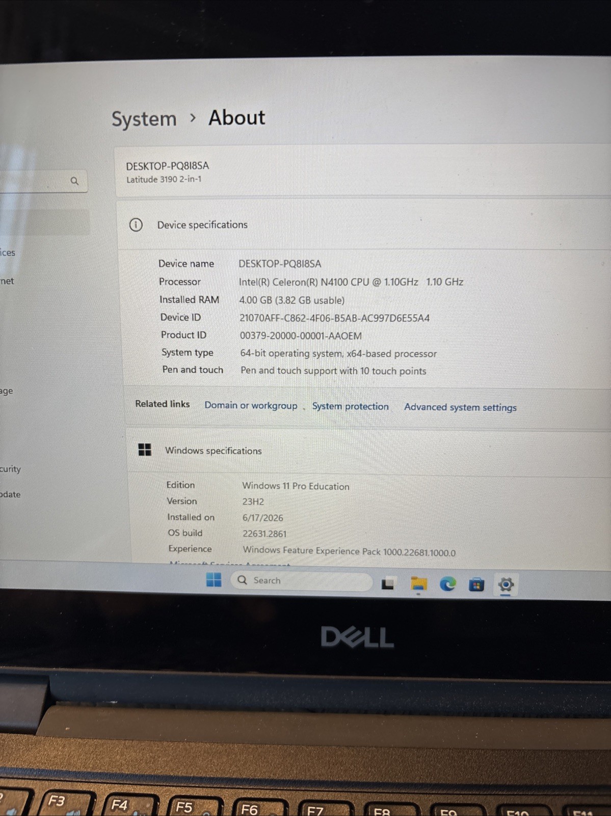 Dell Latitude 3190 2-in-1 Touch Intel N5030 1.1GHz 4 GB 64 GB SsD Win 11 P. Edu.