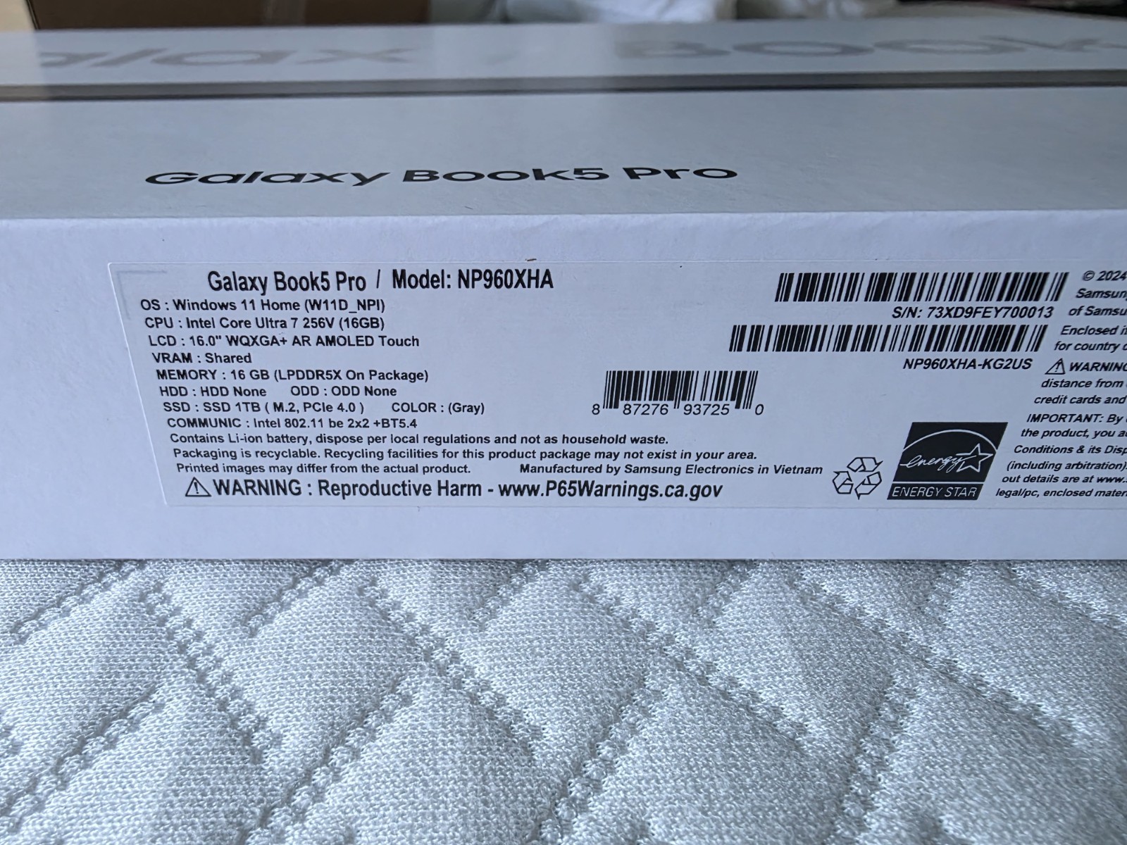 Samsung Galaxy Book5 Pro 16 Inch Intel Core Ultra 7 16GB 1TB SSD Gray Touch New
