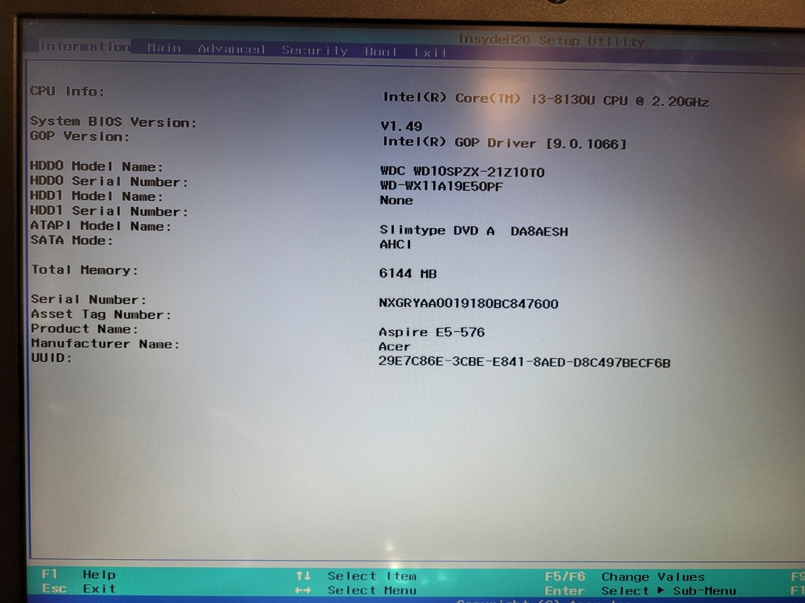 Acer aspire E5-576 16.6″ i3-8130u 2.2ghz 6gb ram 1tb hdd NXGRYAA0019180BC847600