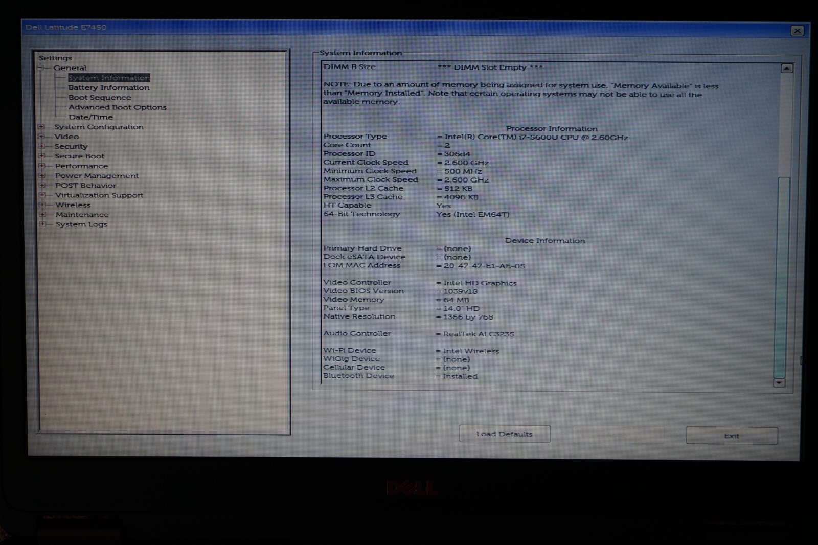 ^ Dell Latitude E7450 14″ Intel i7-5600U @ 2.60GHz 4GB Ram No HD #C1670