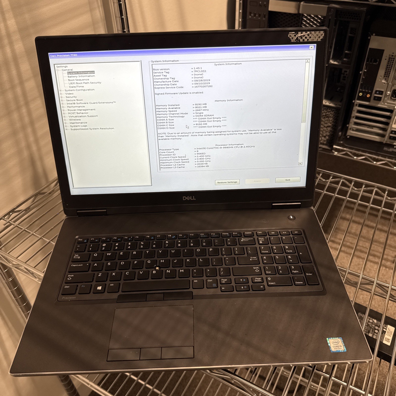 Dell Precision 7740 17.3″ 2.40GHz i9-9980HK 8GB NO SSD Workstation Laptop