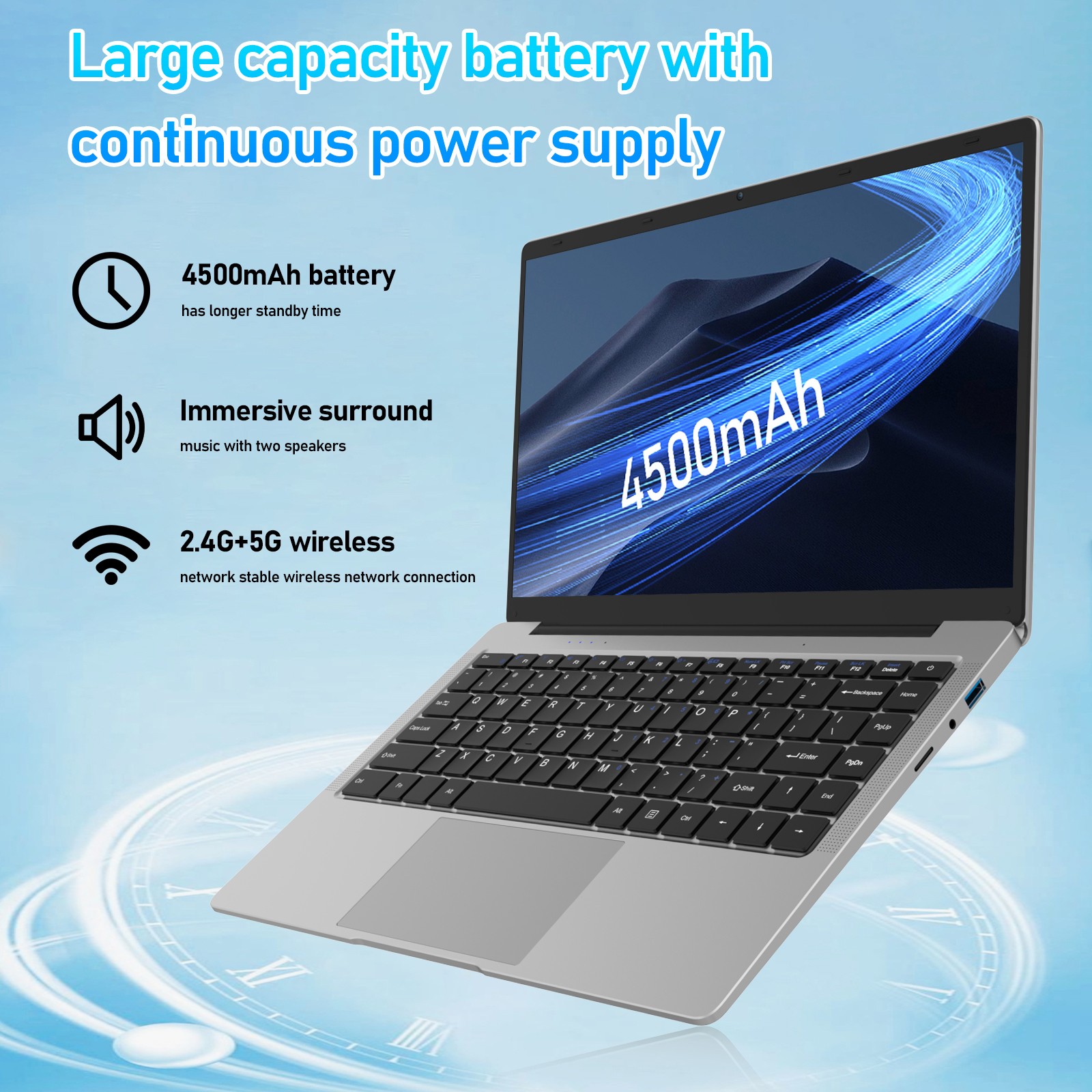 14.1″ Win11 Laptop Quad Core J4125 8GB + 256GB Portable Lightweight Notebook PC