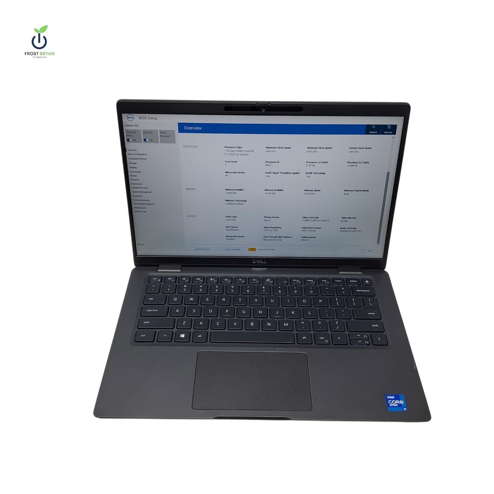 DELL Latitude 7420 Laptop i7-1185G7@3.00GHZ 16GB 512GB Win 11 Pro Grade C [READ]