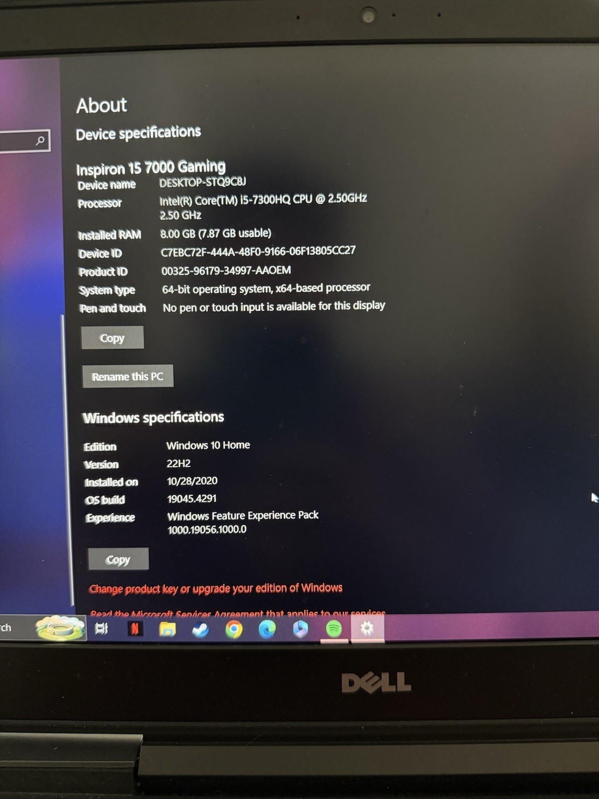 Dell Inspiron 15.6 Intel Core i5 -8GB RAM NVIDIA GTX 1050 Ti 256GB SSD W/CHARGER