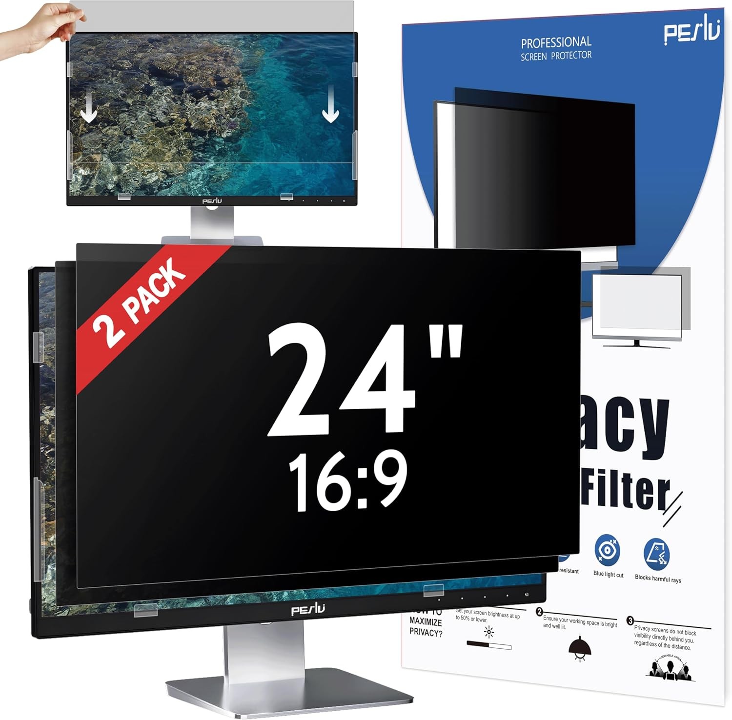24 Inch Privacy Screen for Computer Monitor 16:9 Aspect Ratio, Eye Protection