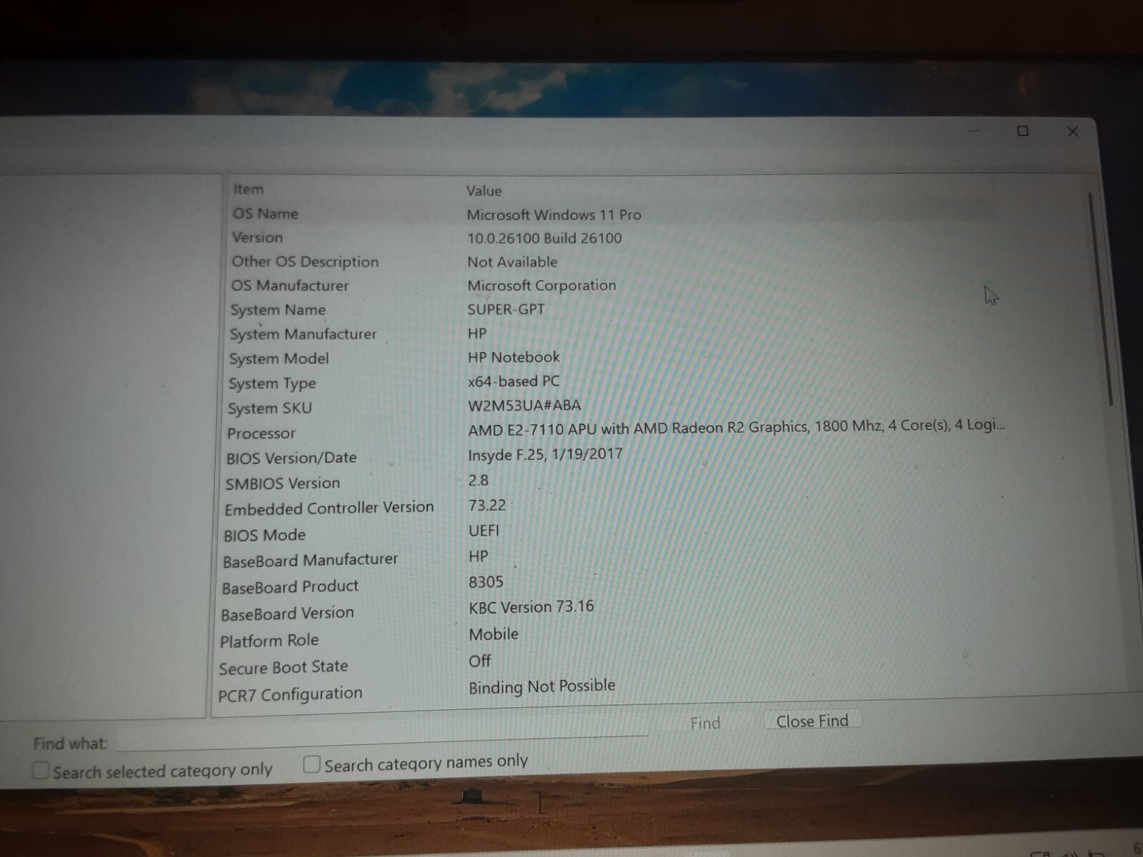 BAD Batt – HP 8305 Notebook 4GB RAM, 32GB SSD AMD Radeon APU A6-6200 R3 Graphics