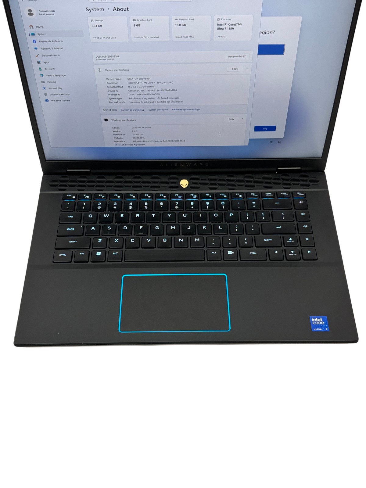 Alienware M16 R2 P130F Core Ultra 7 155H 1.4GHz RTX 4070 16GB RAM 1TB SSD 16.0″