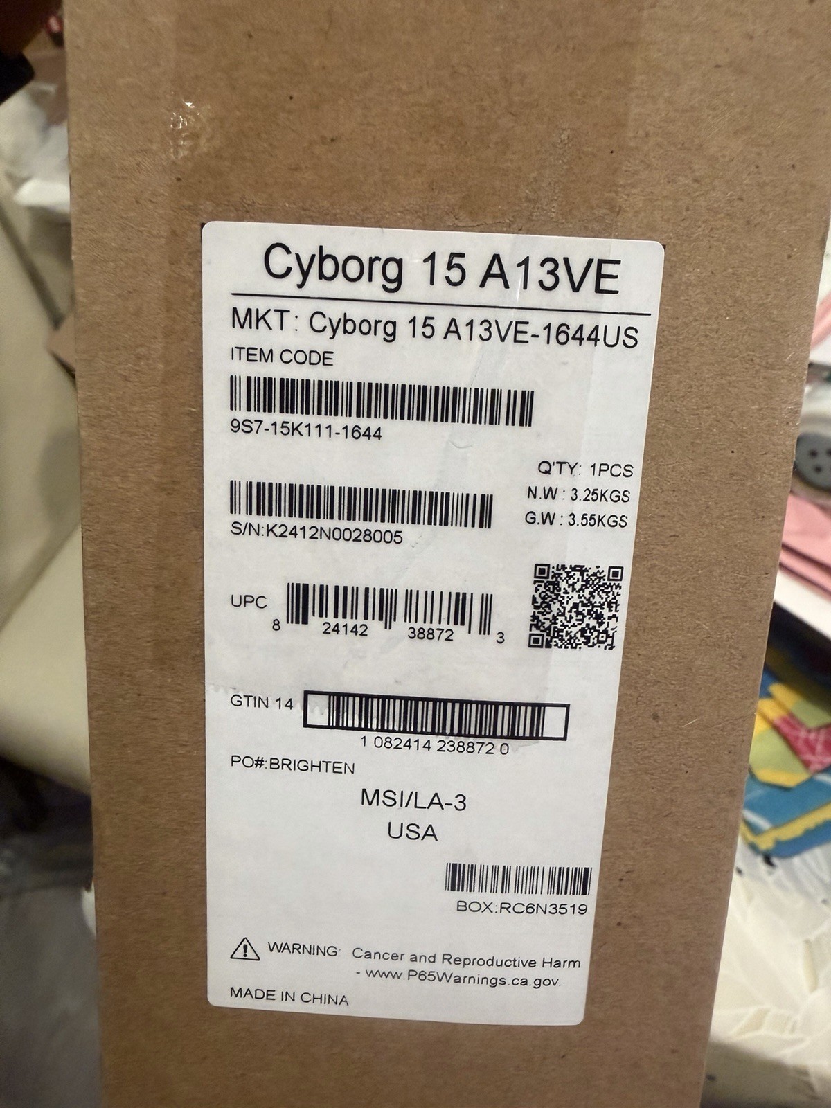 MSI Cyborg 15 A13VE Gaming Laptop i7-13620H RTX 4050 16GB 1TB SSD 144Hz READ