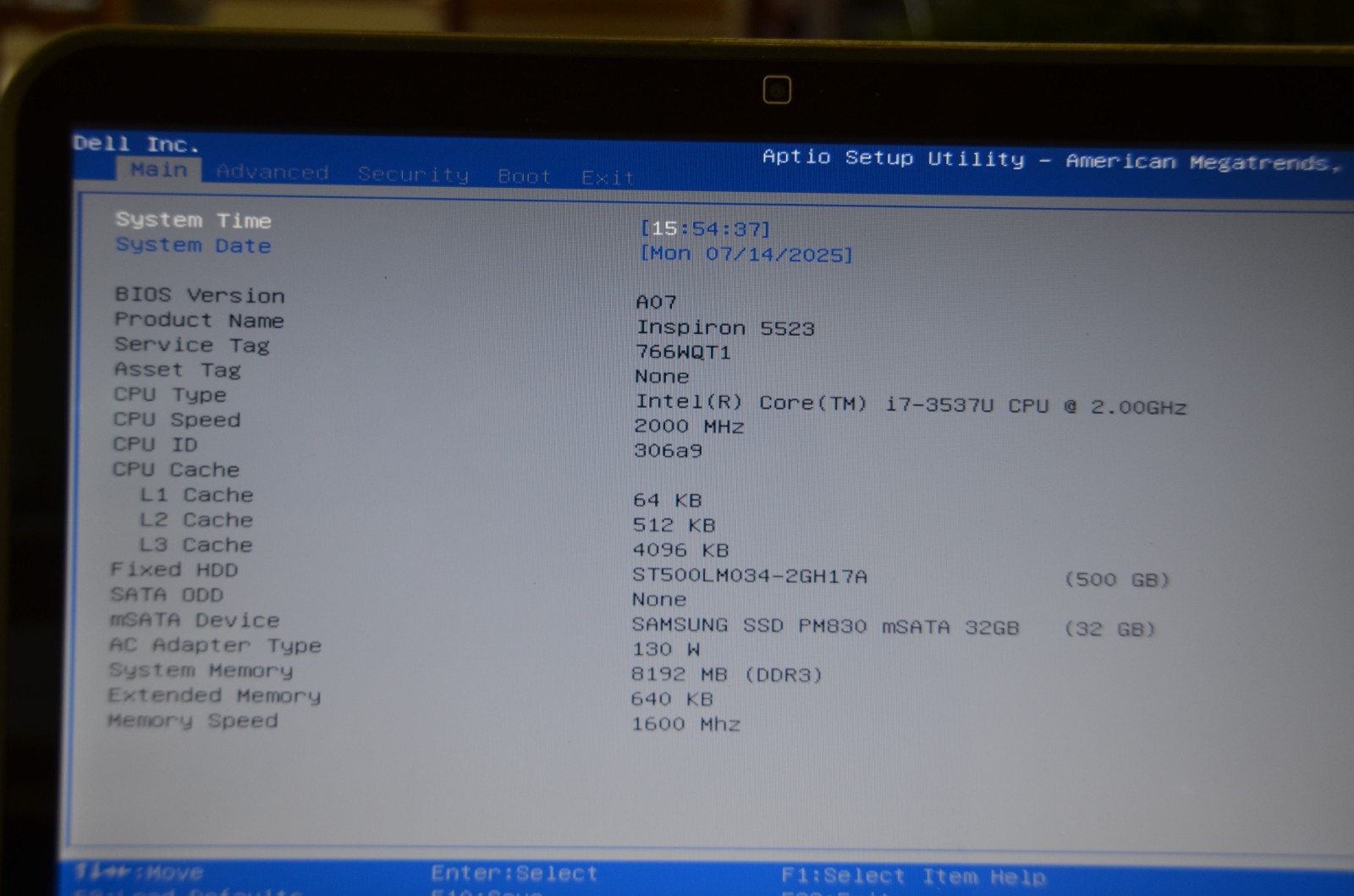 Dell 15z 5523 Touchscreen 15.6″ 500GB Intel i7-3537u 2GHz 8GB Win11 Pro