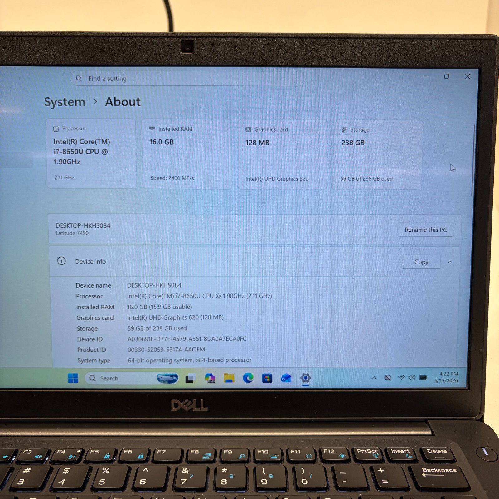 Dell Latitude 7490 w/ Power Supply