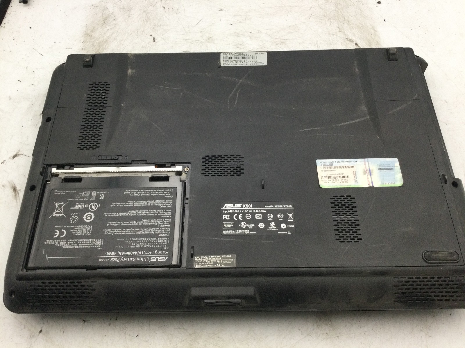 ASUS K50IJ – BOOTS TO BIOS – INTEL PENTIUM DUAL CORE – 3GB RAM – READ DESCRIP-BB