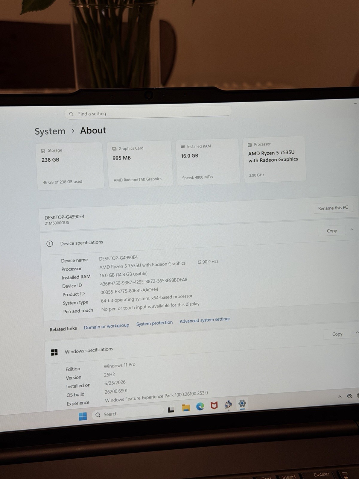 Lenovo ThinkPad E16 Gen 2 FHD+ 2.9 GHz Ryzen 5 7535U 16GB 256GB SSD Excellent