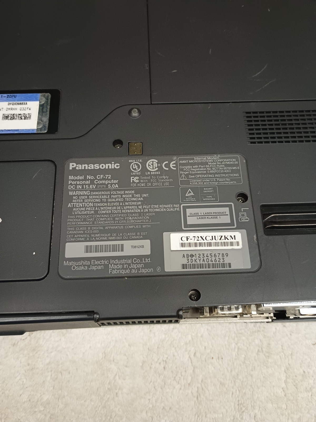 Panasonic Toughbook CF-72 Rugged Laptop Unknown Specs Doesn’t Power On AS-IS
