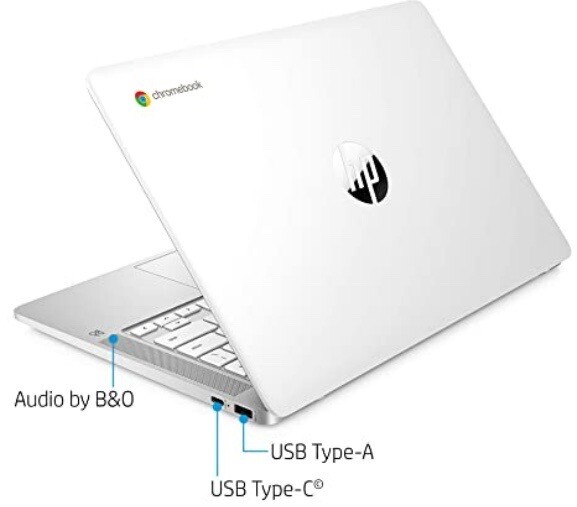 HP 14a-na0020nr 14 inch (32GB, Intel Celeron, 1.10GHz, 4GB) Chromebook – White –