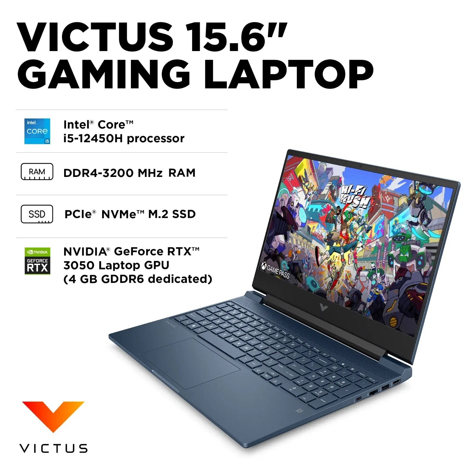 HP Victus Gaming 15.6″ 144Hz FHD i5-12450H Up to 64GB RAM& 2TB SSD Win11 PRO
