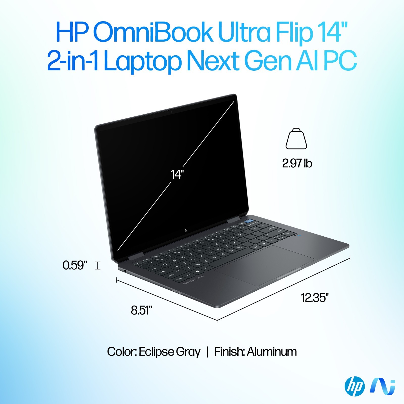 HP OmniBook Ultra Flip 14T-FH000 Blue Laptop PC 14″ OLED U5 16GB 512G SSD BL Key