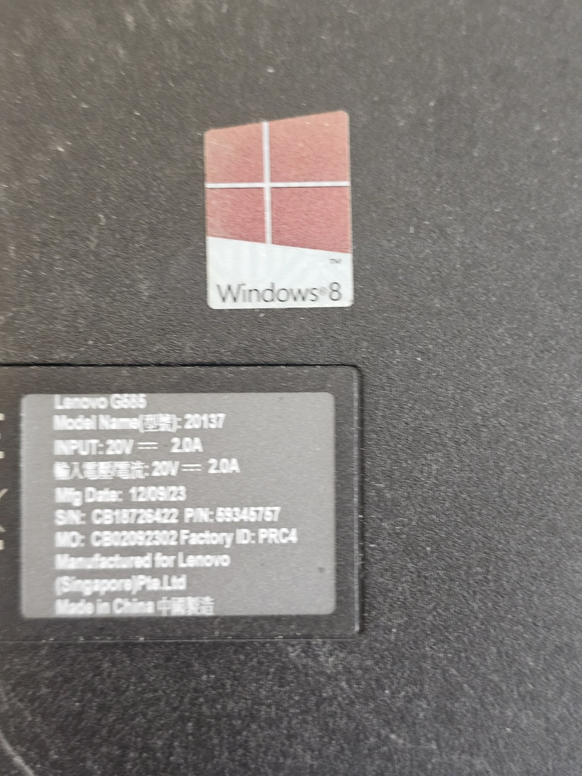 Lenovo G585 Laptop – AMD E-300 – 4GB RAM – 160GB HDD – NO BATTERY – Windows 10