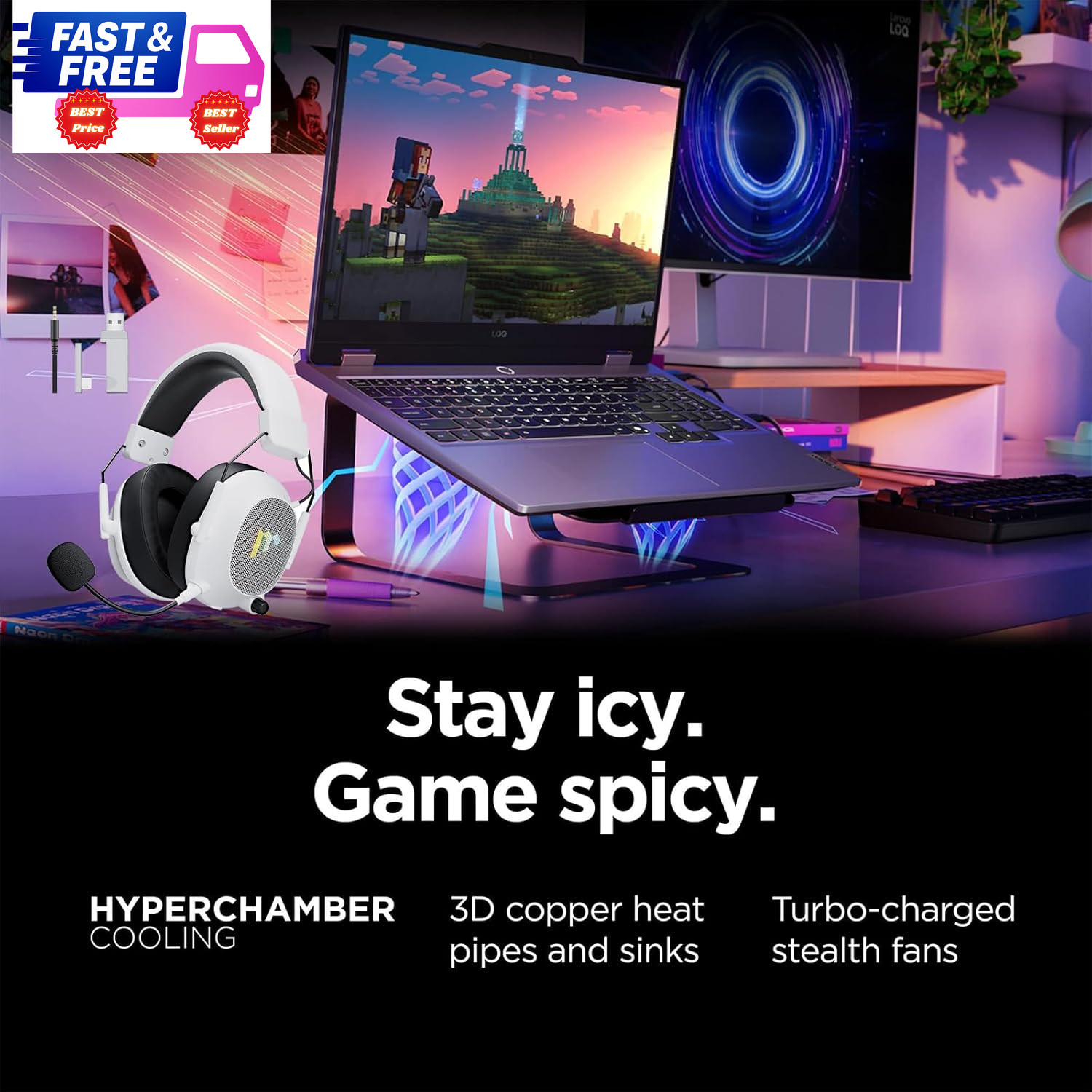 LOQ 15.6″ FHD 144Hz Gaming Laptop Ryzen 7 250 RTX 5050 16GB 512GB SSD Win11 Pro