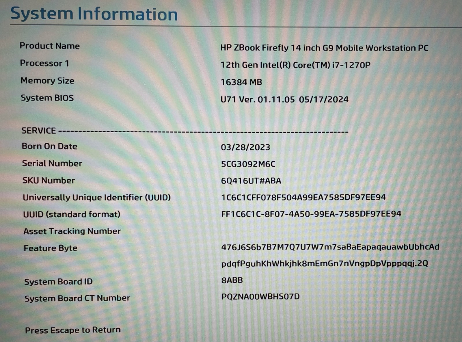 Hp ZBook Firefly G9 14″ – i7-1270P – 16GB RAM – 512GB SSD – Grade D