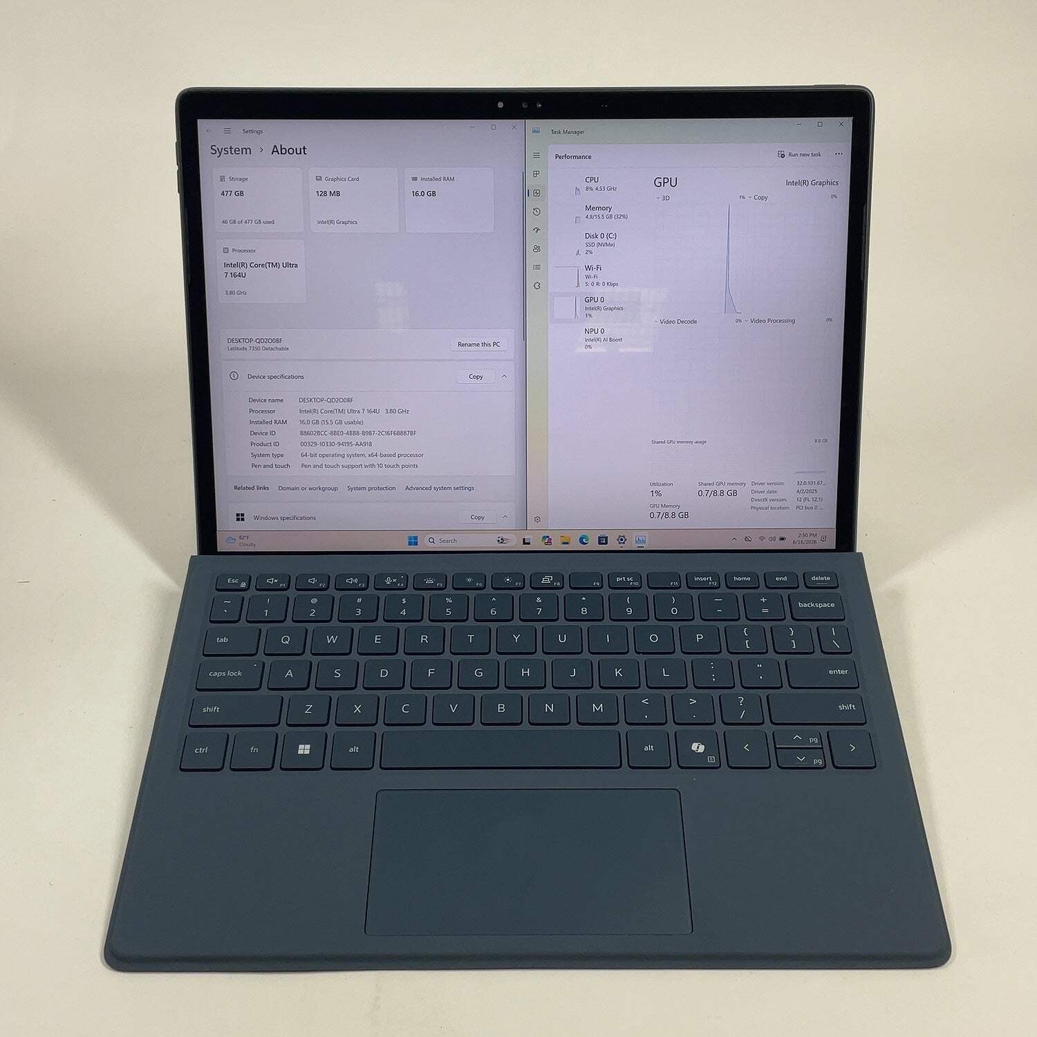 Dell Latitude 7350 (Detachable) Core Ultra 7 164U 3.8GHz 16GB RAM 512GB SSD