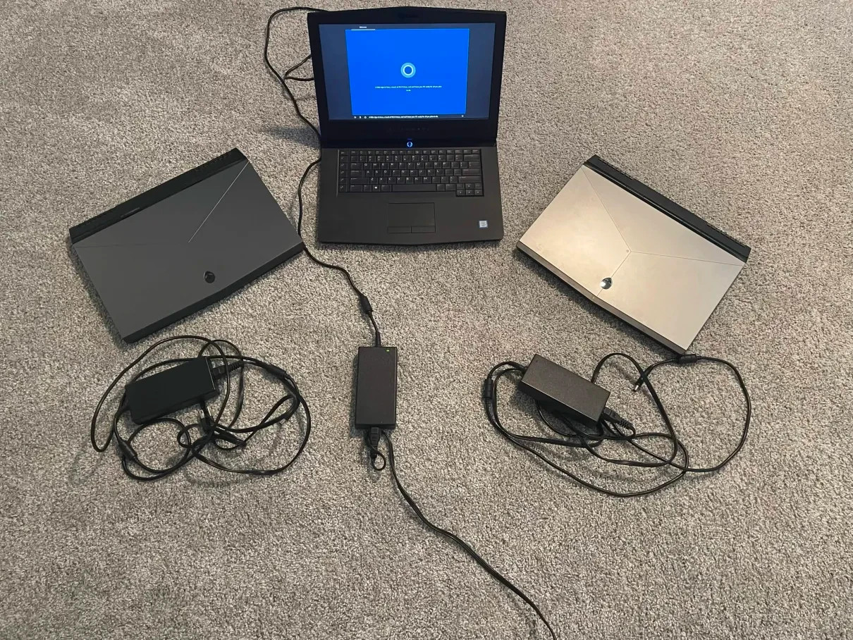 Lot of 3 Alienware 15 R3 Gaming Laptops i7 GTX , Chargers AS-IS, 16/8 GB Memory