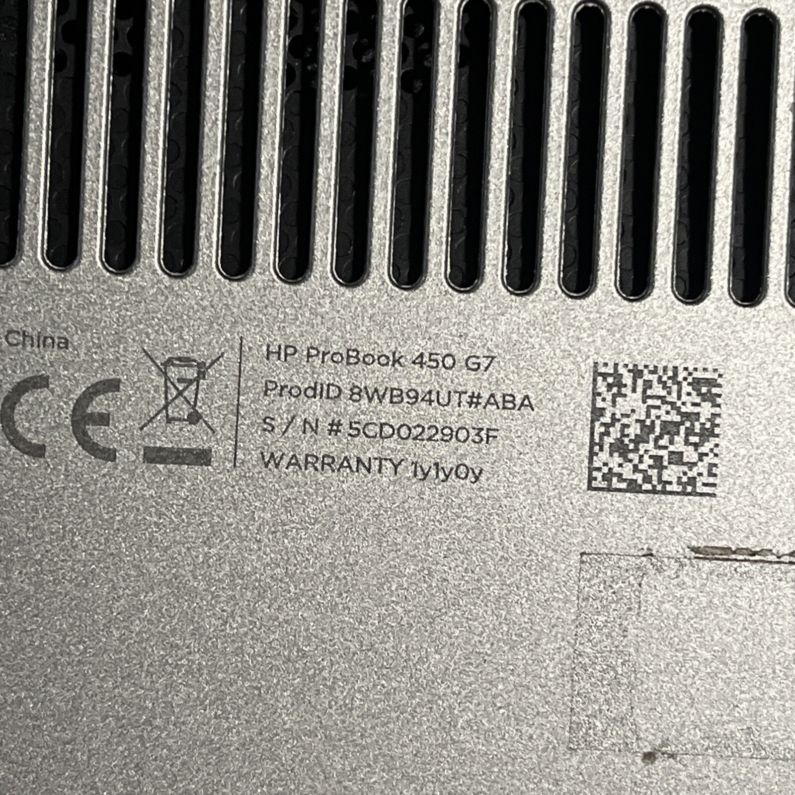 HP PROBOOK 450 G7 INTEL CORE I3 10TH GEN 8GB RAM NO HD