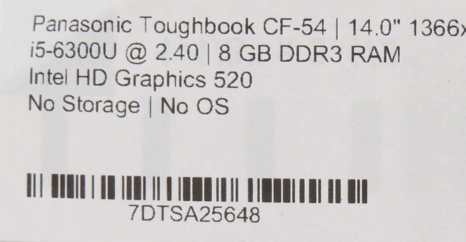Toughbook CF-54 MK2 | i5-6300U @ 2.4GHz | 8GB DDR3 | 14″ | No HDD/OS/AC *READ*