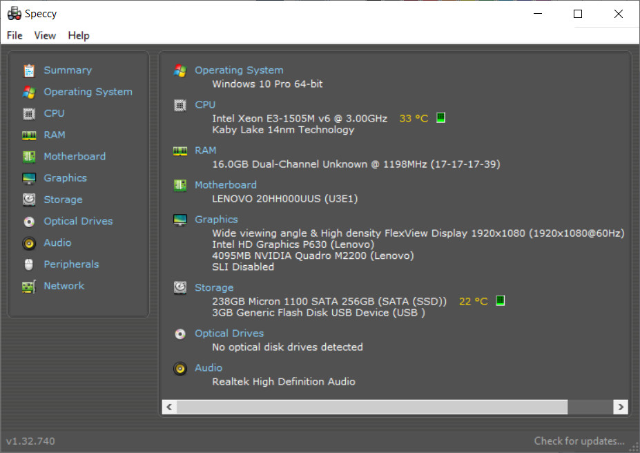 Lenovo ThinkPad P51 Intel Xeon E3-1505M v6 16GB DDR4 256GB SSD Win10 Pro