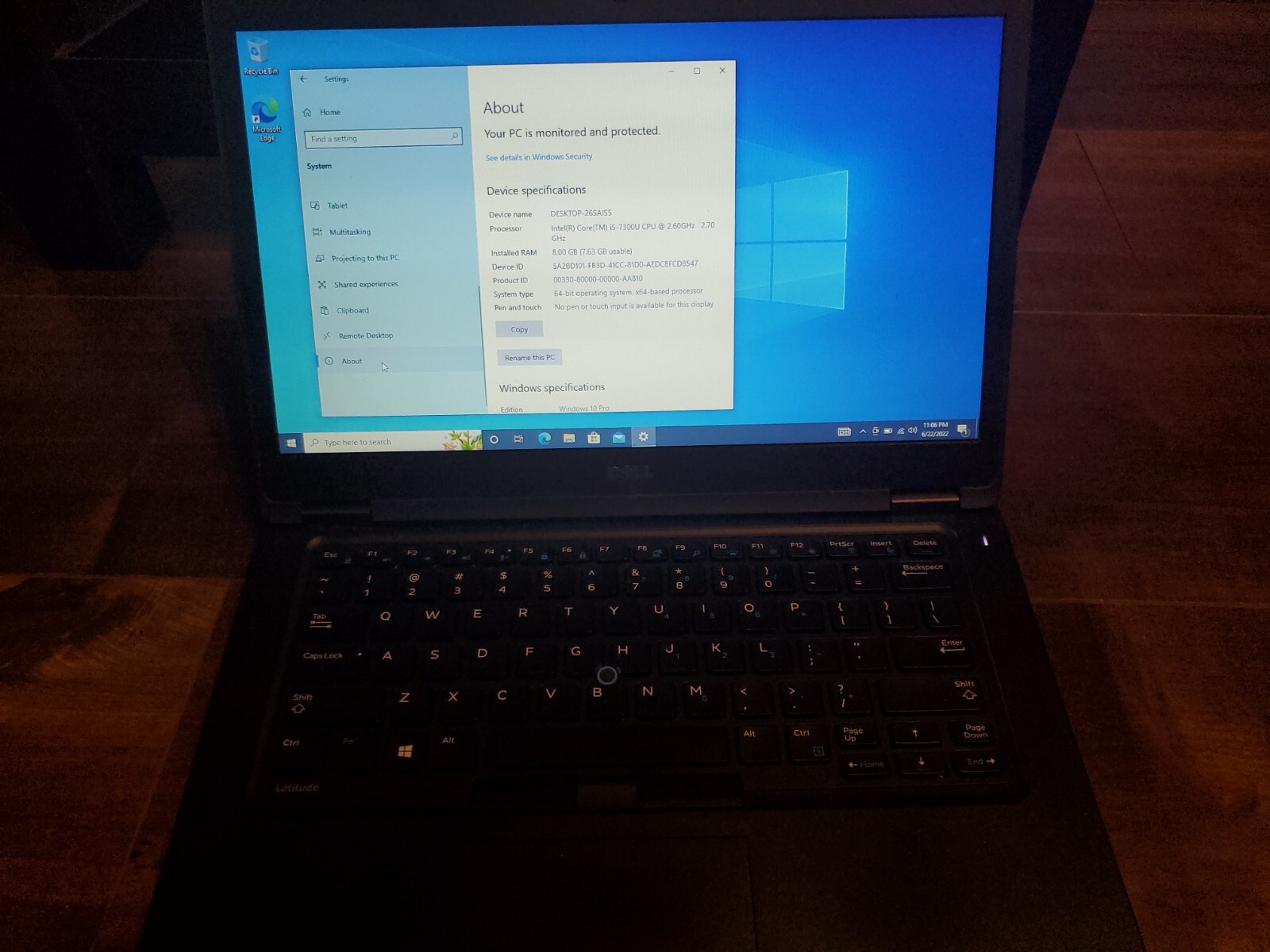 Dell Latitude 5480 14″ i5-7300U 2.60GHz 8GB RAM 130GB SSD