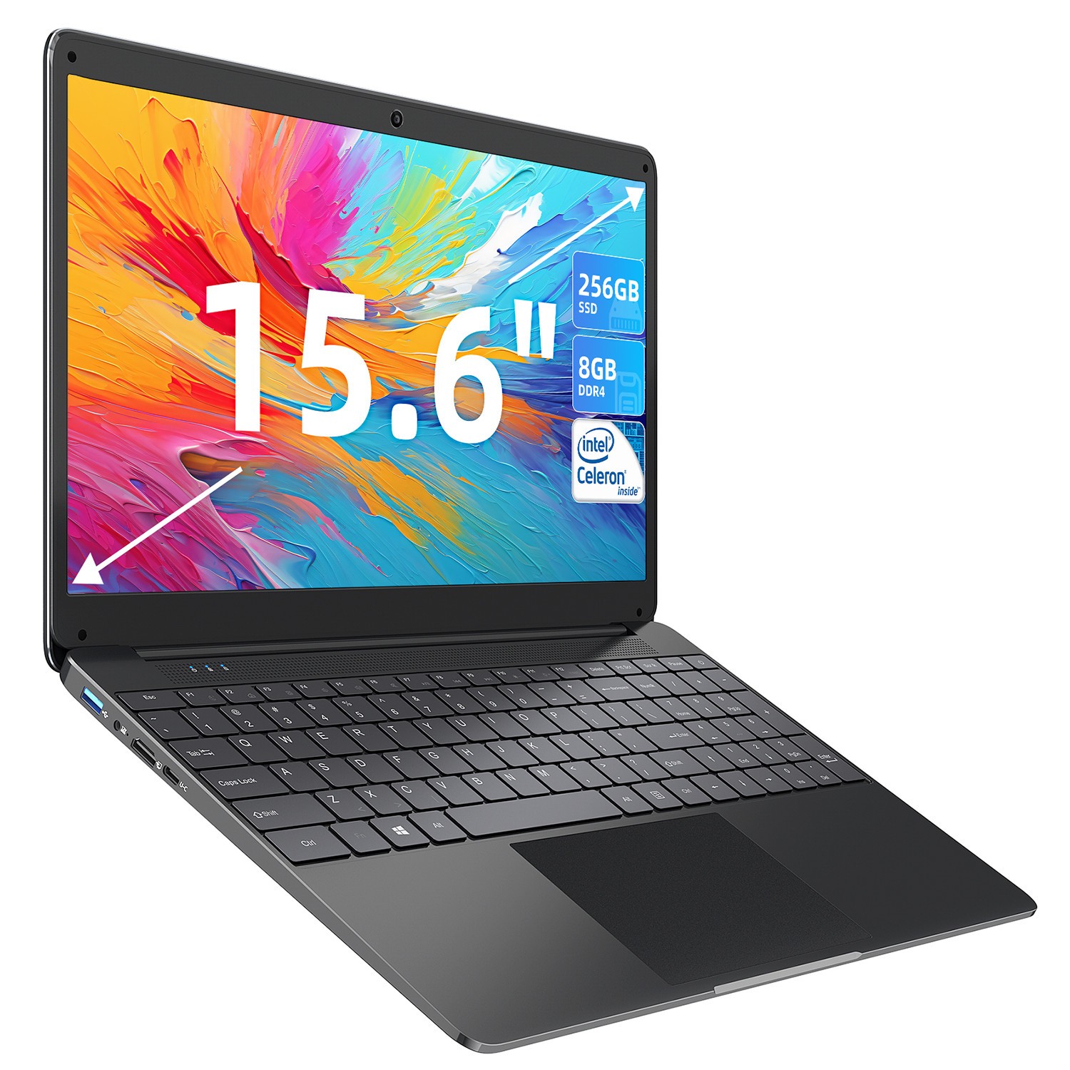 Portable Windows 11 Laptop 15.6″ Intel Celeron 8GB RAM 256GB SSD Notebook HDMI