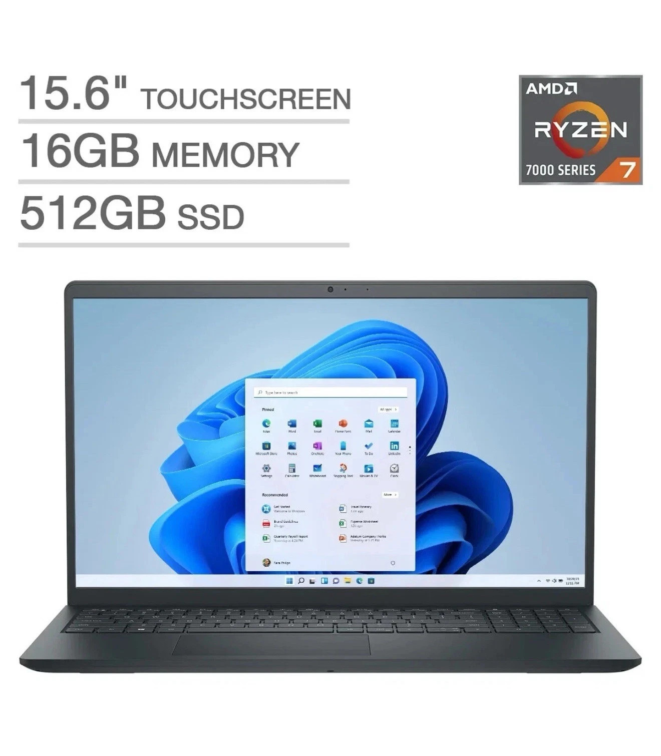 Dell Inspiron 15.6″ FHD Touch Screen Laptop AMD Ryzen 7 7730U 16GB RAM 512GB SSD