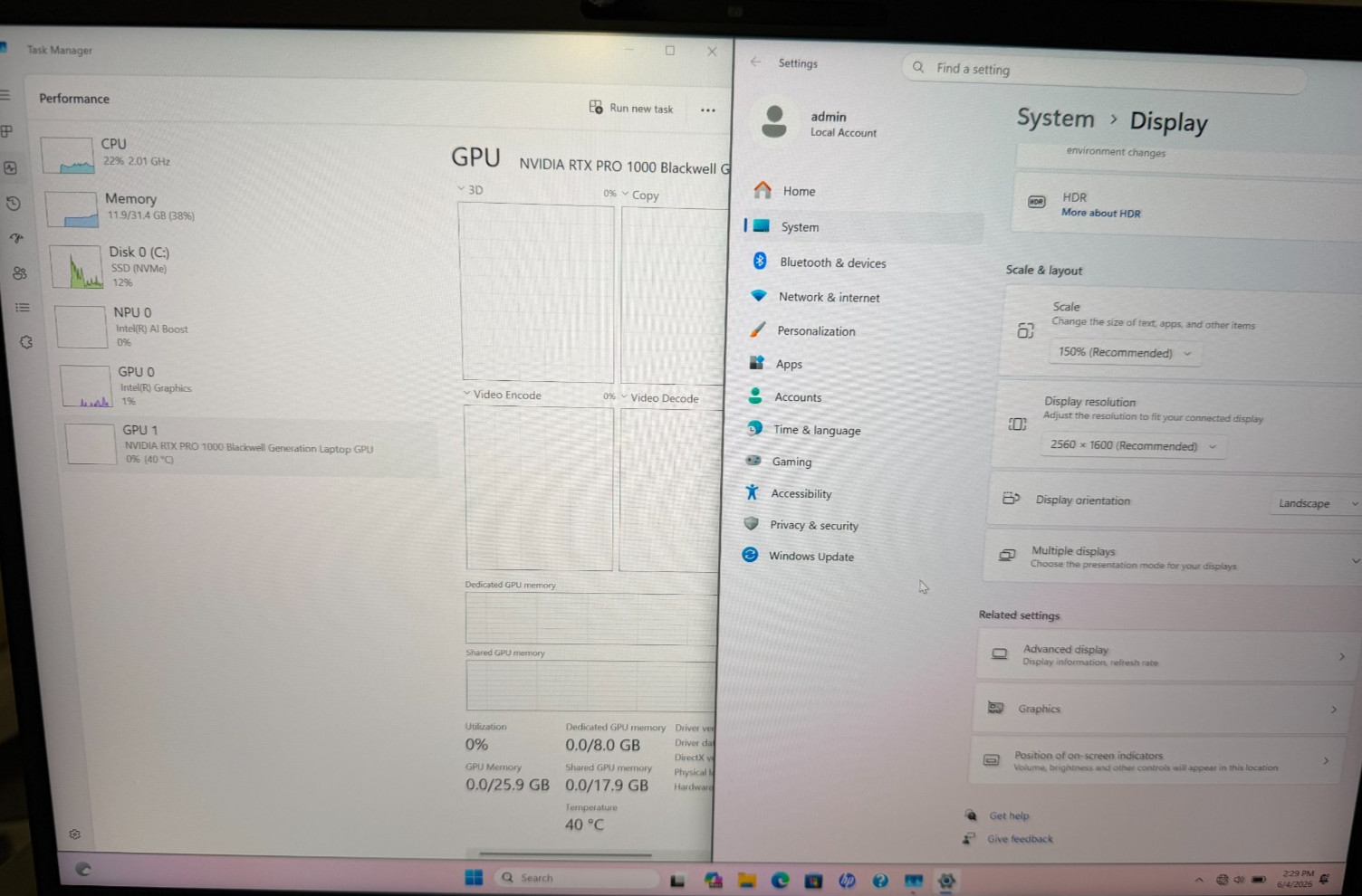 HP Zbook Fury 16 G1i Ultra 9 285HX/RTX 1000/32GB DDR5/512 GB SSD – Open Box wty