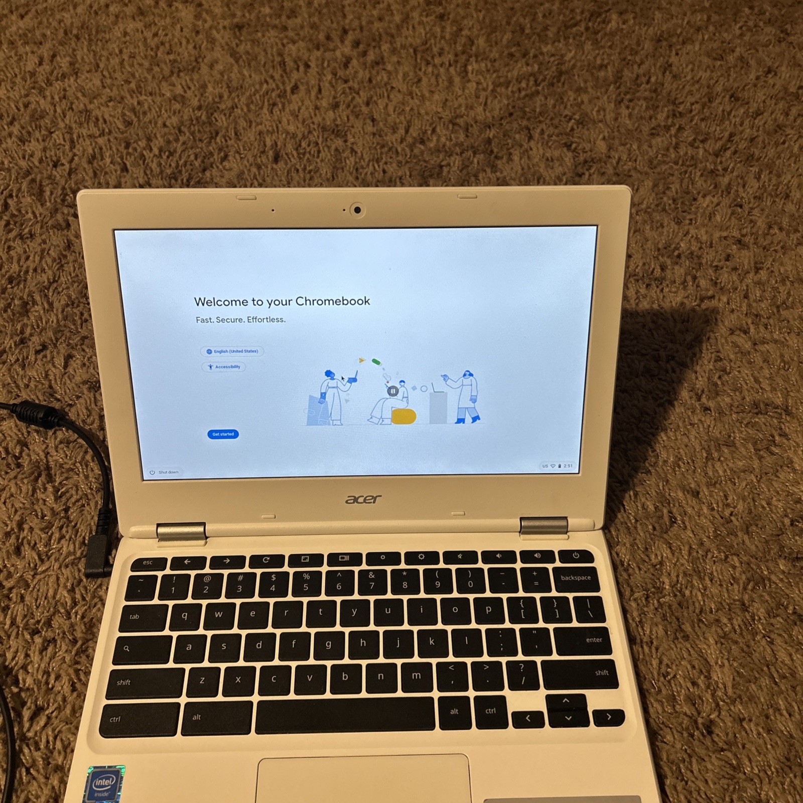Acer Chromebook 11 CB3-131 11.6″ White Laptop – With Charger – Tested & Working