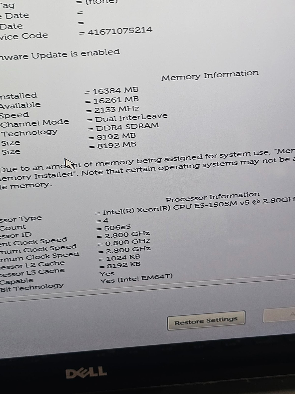 Clean Dell Precision 5510 16″ Xeon E3-1505v5 2.8GHz 16GB RAM UHD Screen WiFi BT