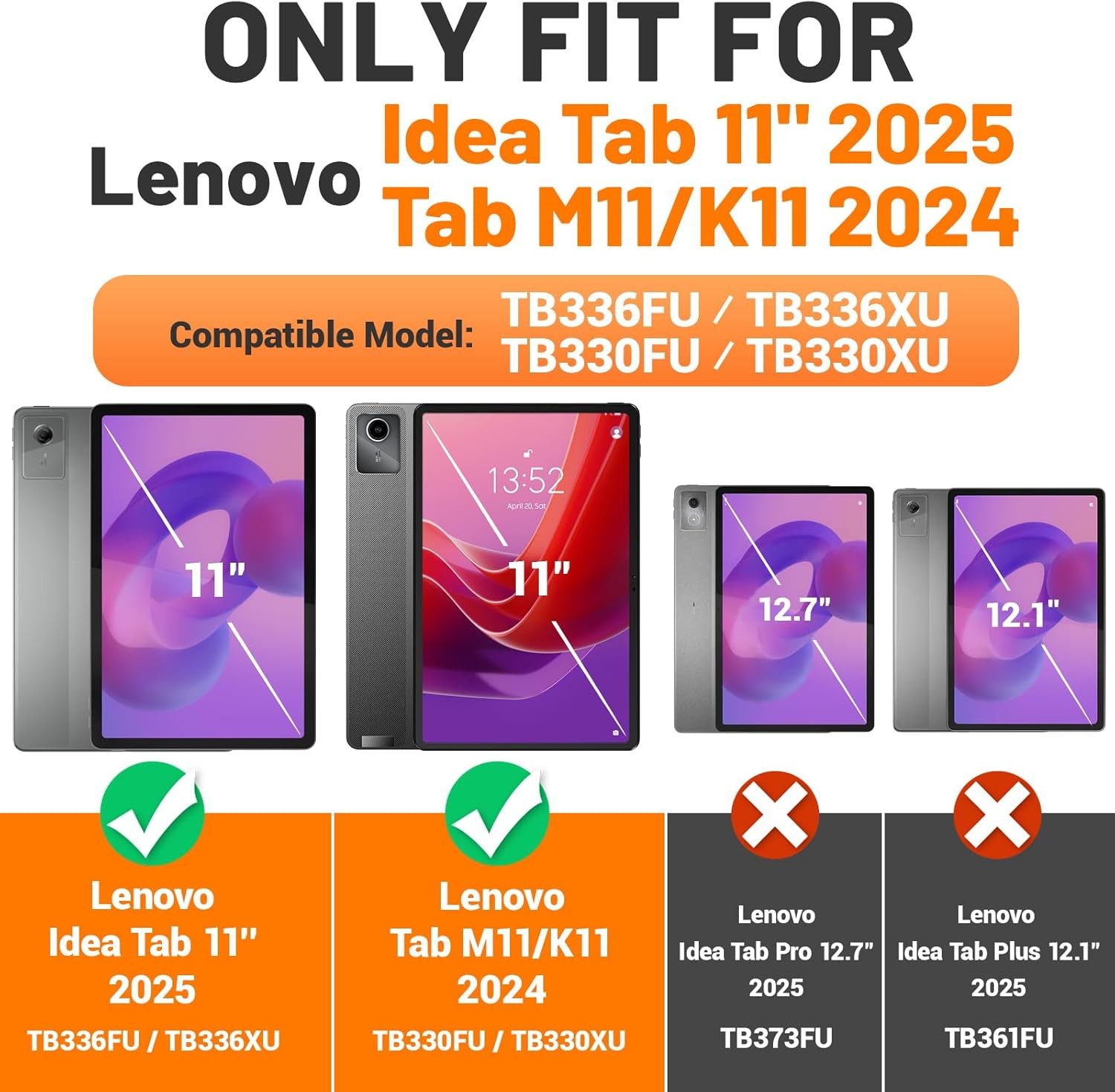 Tablet Case for Lenovo Idea Tab 11” / M11 (TB336FU/TB330FU) 11 inch Cover