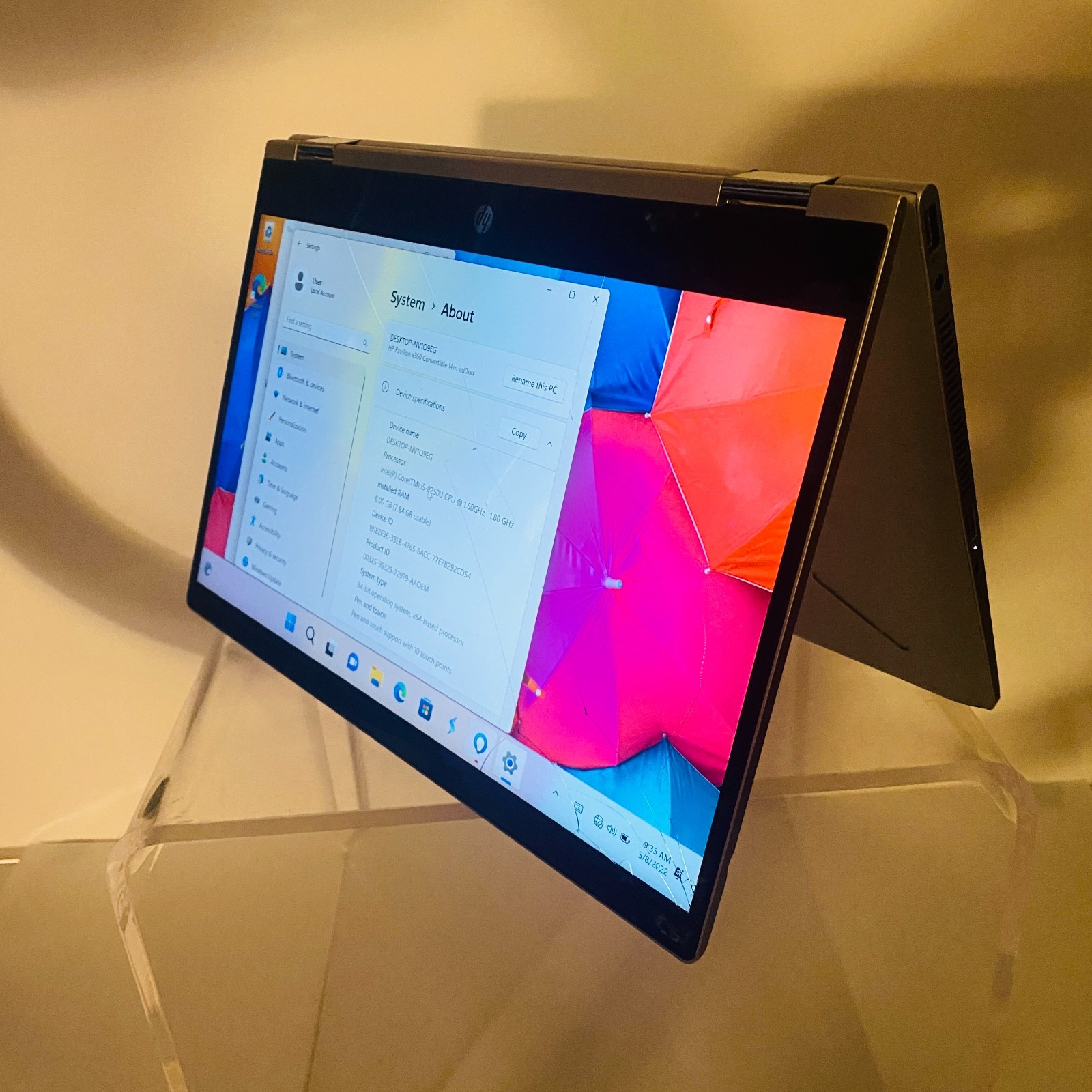 Cracked HP Pavillion x360 14m-cd0003dx i5-8250U@1.6GHz 8GB 128GB SSD NO Charger