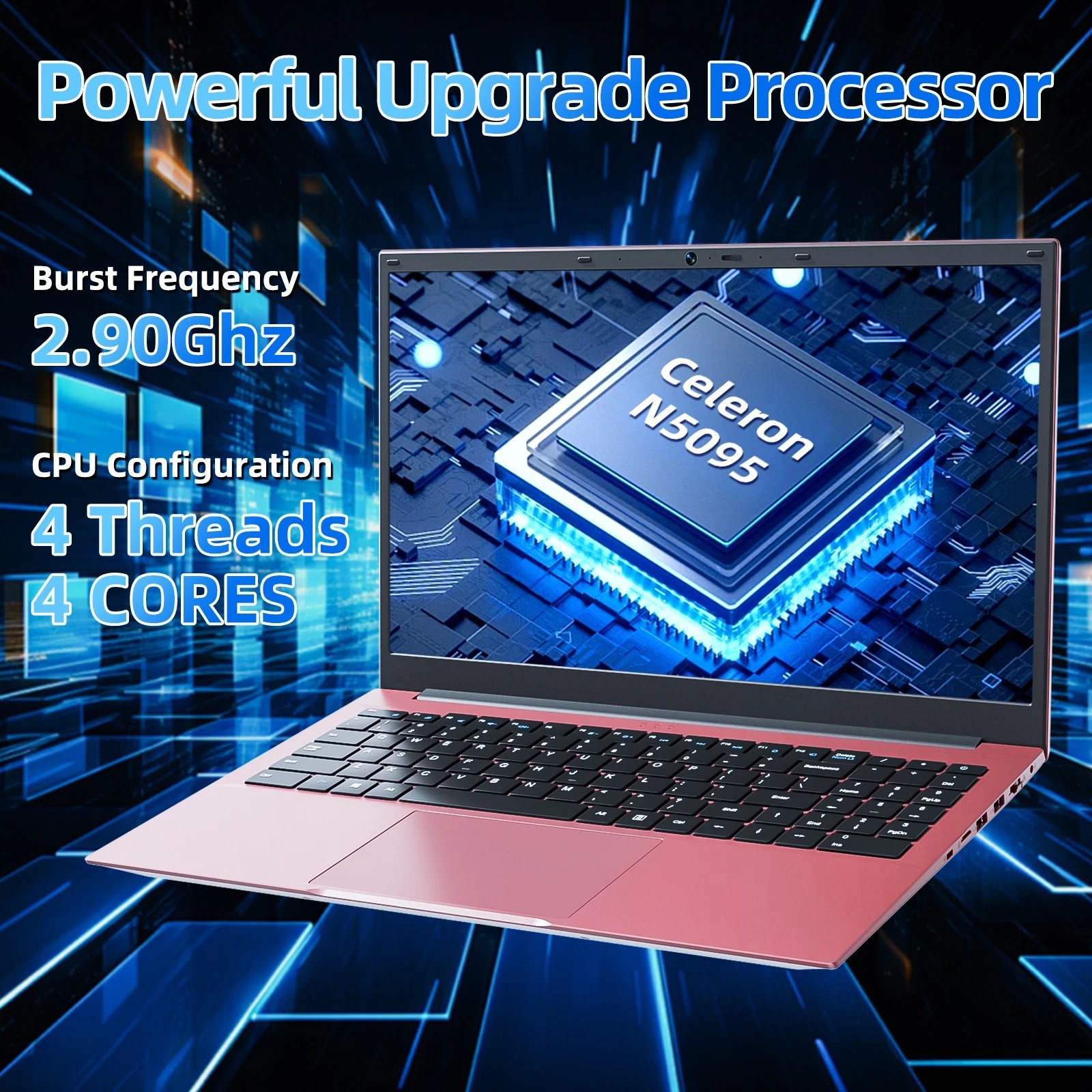 2026 SGIN 15.6″ Windows 11 Laptop, Intel Celeron N5095 4GB RAM 128GB SSD,Pink
