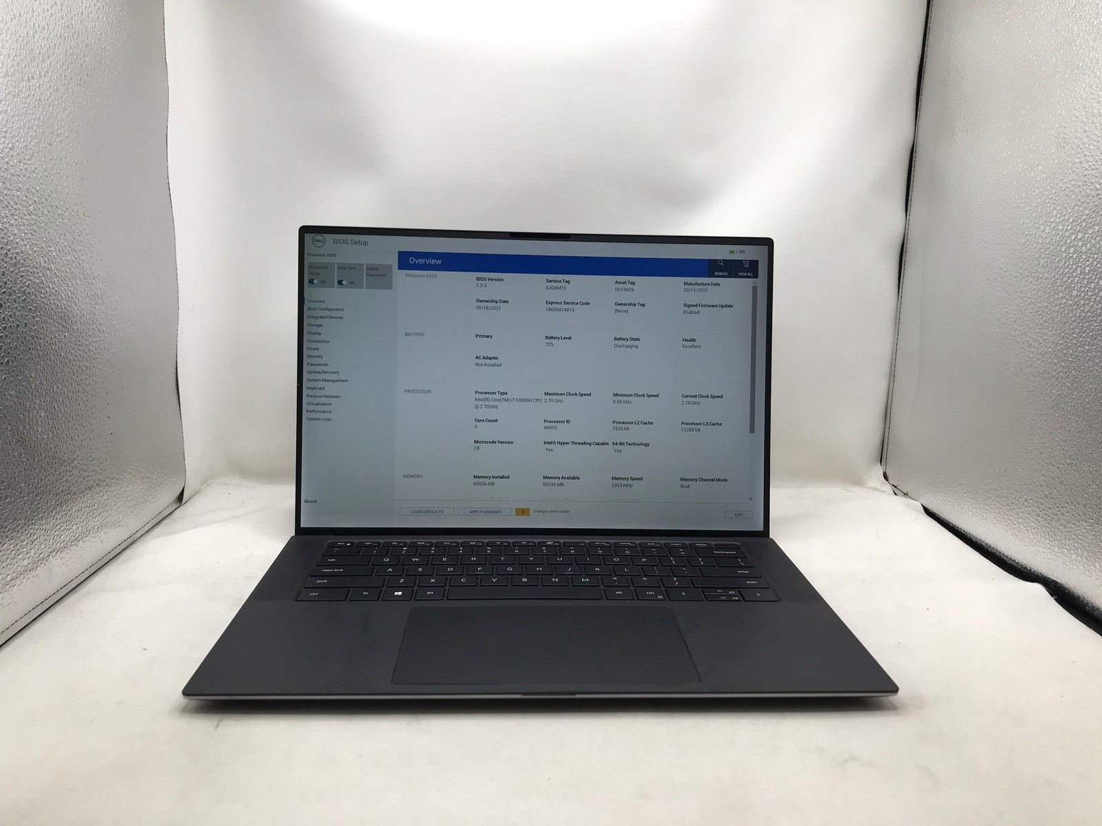 DELL PRECISION 5550 15″ i7 2.7GHz 64GB RAM 1TB SSD *GRADE D*