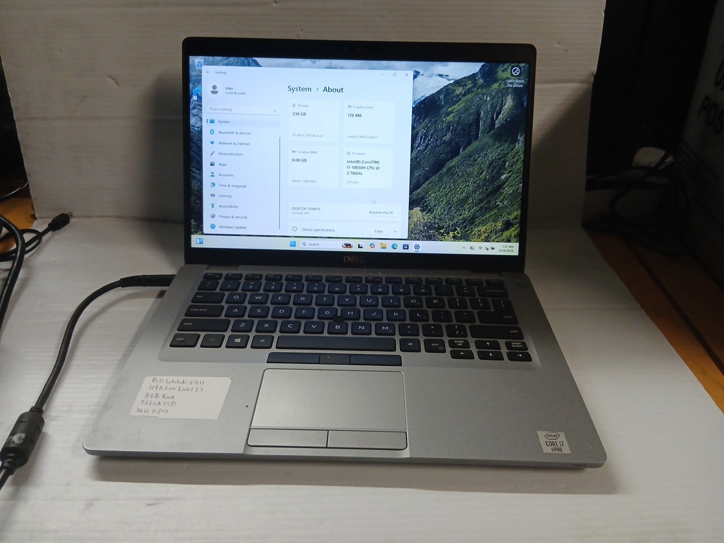 Dell Latitude 5411 i7-10850H 8GB NVMe 256GB FHD non-touch TB3 FP+SC IR Cam vPro