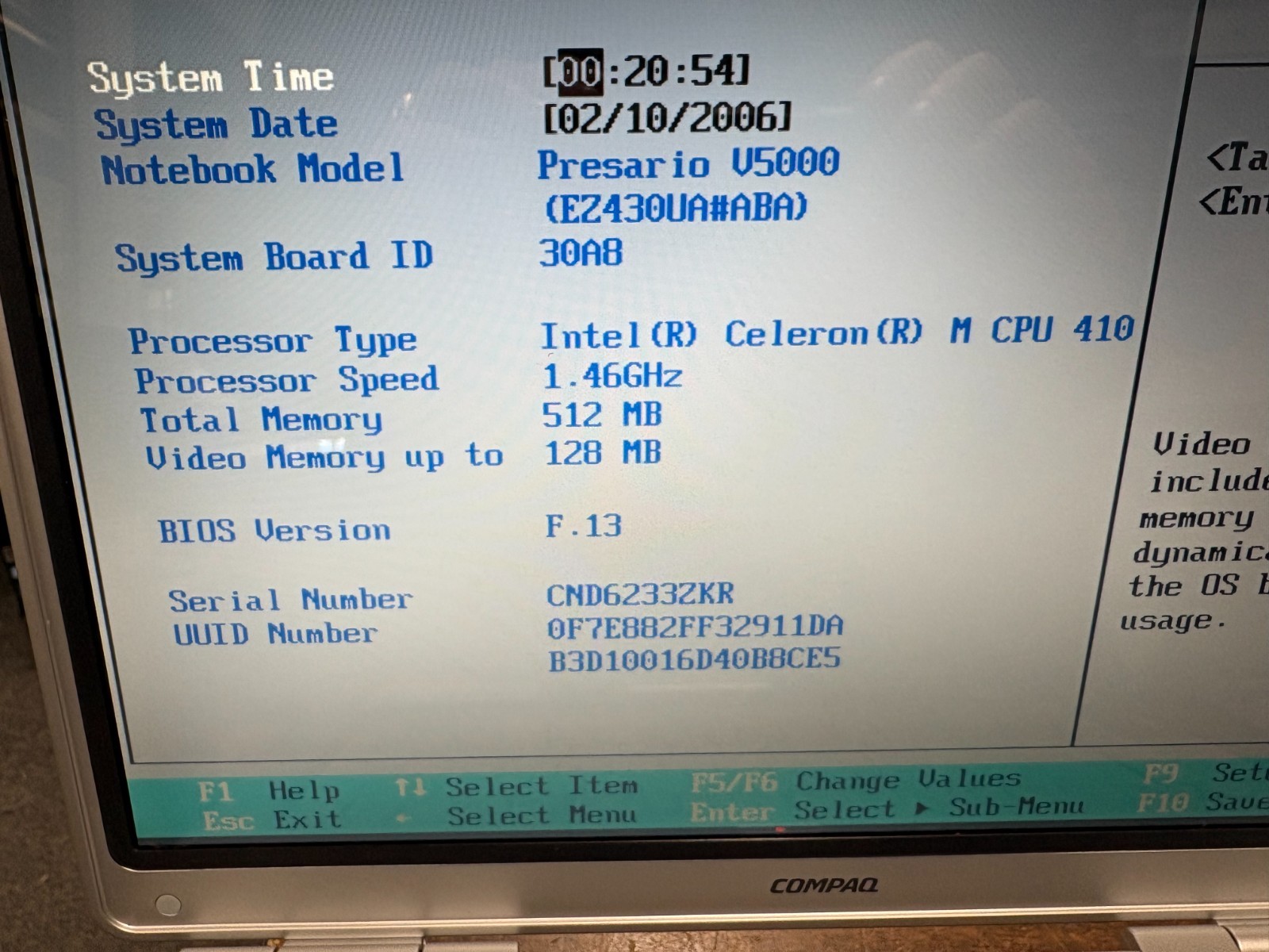 Compaq Presario V5000 15.4″ Intel Celeron M 1.46GHz 512MB RAM No HDD No OS