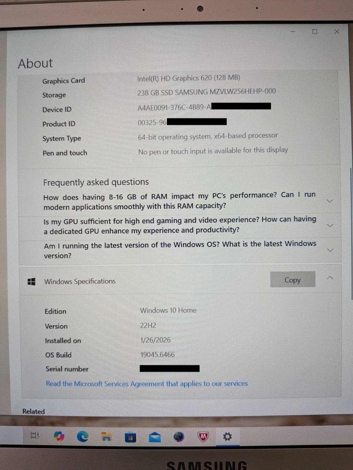 Samsung Notebook 9 15″ NP900X5N i7-7500U 8GB 256GB SSD Win10 Light Titan