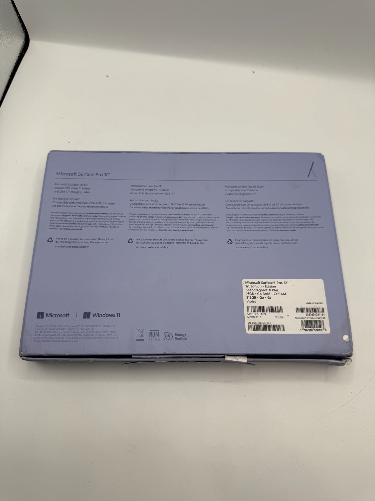 Microsoft Surface Pro 12” 2025 Snapdragon X Plus 16GB RAM 512GB SSD Violet