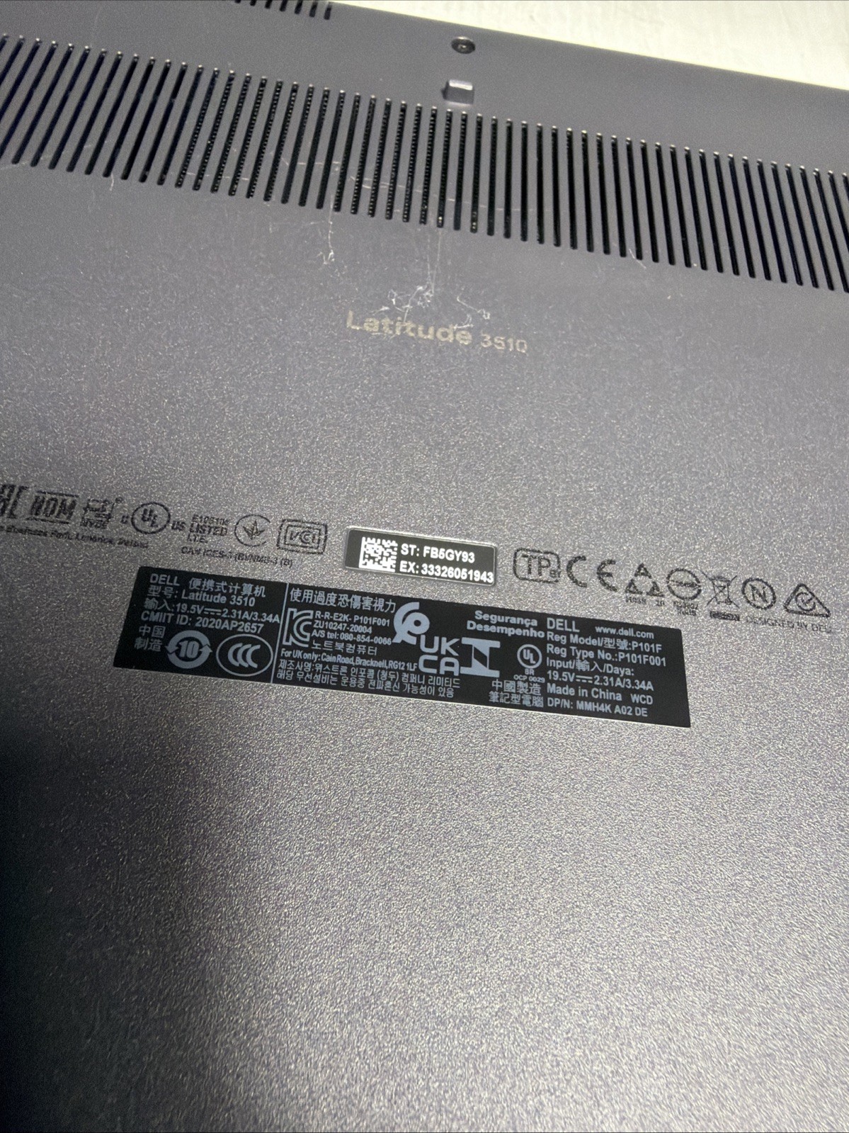 Dell Latitude 3510 15″ Laptop i5-10210U 8gb Ram No Drives Boots Bios No P/S