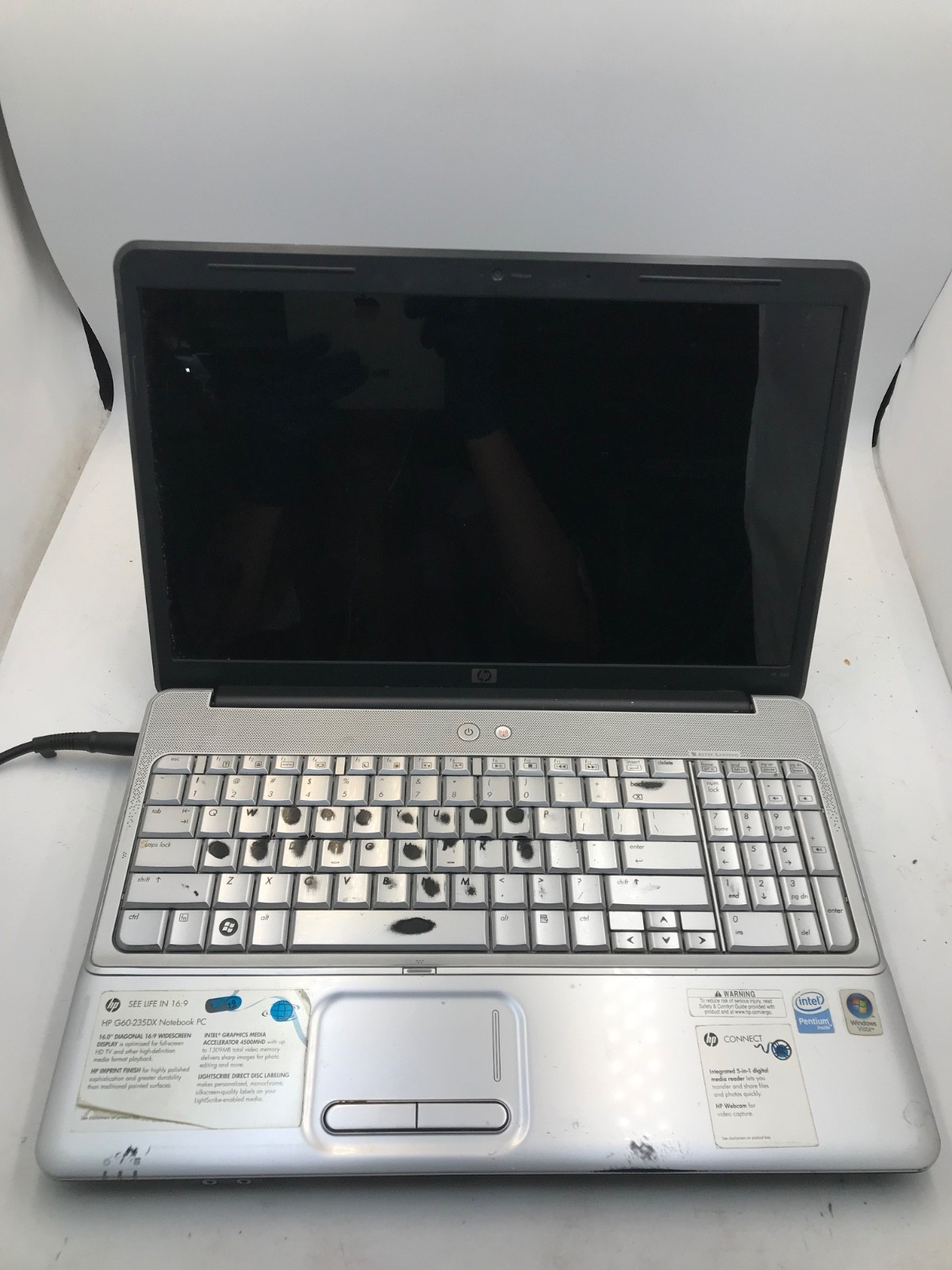 HP Pavilion G60 Intel Pentium Dual Core 15.6″ Laptop -BOOTS/CRACKED DISPLAY -MZ